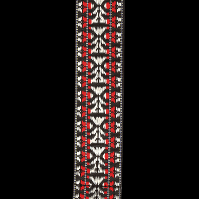 D'Addario Nylon Woven Banjo Strap - Red and Silver Hootenanny