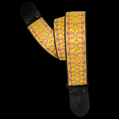 PRS 2.5” Retro Guitar Strap - Fleur, Yellow, Purple Accents