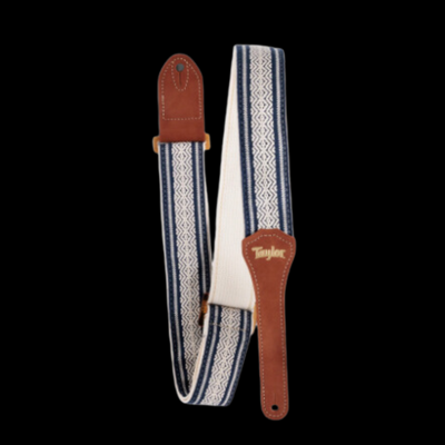 Taylor Academy Jacquard Cotton Strap with Amber Buckle - White/Blue