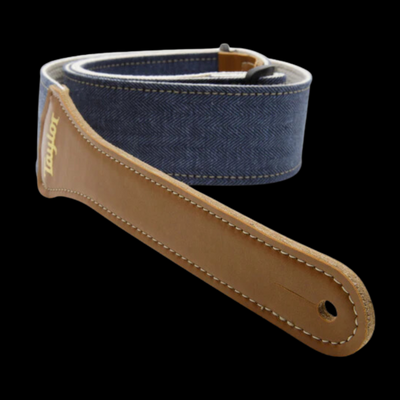 Taylor Vegan Leather Guitar Strap - Herringbone Hemp Cotton, Blue