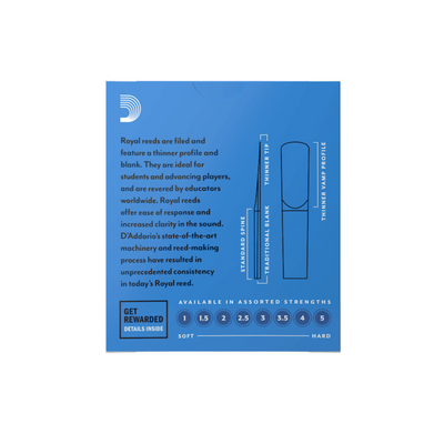 Royal by D'Addario RCB1025 2.5 Bb Clarinet Reeds 10-Pack