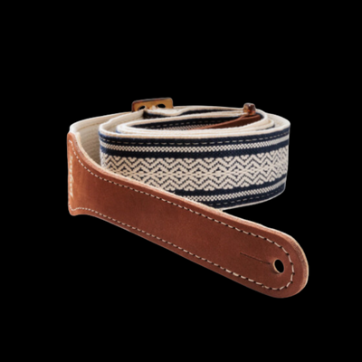 Taylor Academy Jacquard Cotton Strap with Amber Buckle - White/Blue