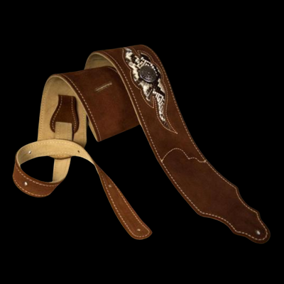 Franklin Straps Sculpted Suede Guitar Strap - Snakeskin Leather - Rust - Palen Music