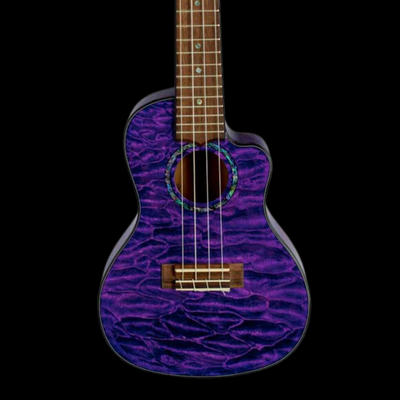 Lanikai QM-PUCEC Quilted Maple Purple Cutaway Electric Concert Ukulele