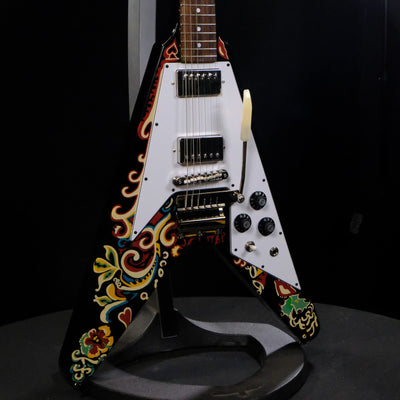 Epiphone Jimi Hendrix "Love Drops" Flying V Electric Guitar - Ebony with Artwork